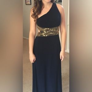 Formal Navy blue open-back dress